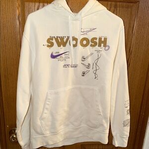 Nike Cream Hoodie with Gold & Purple Graphic